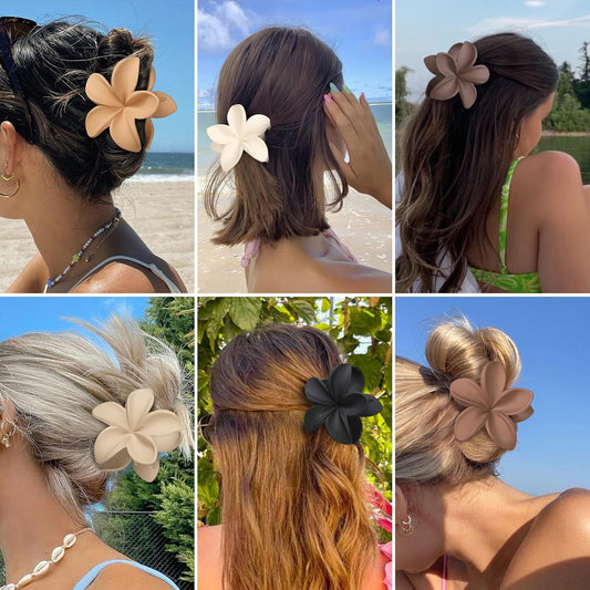 Coral Flower Claw Clips